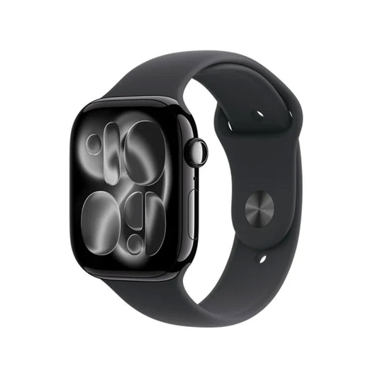Apple Watch Series 11 GPS + Cellular 46mm Jet Black Aluminium Case with Black Sport Band - M/L