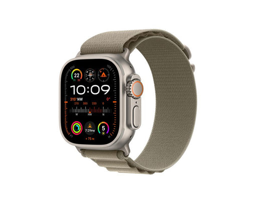 Apple Watch Ultra 2 GPS + Cellular, 49mm Titanium Case with Olive Alpine Loop - Medium