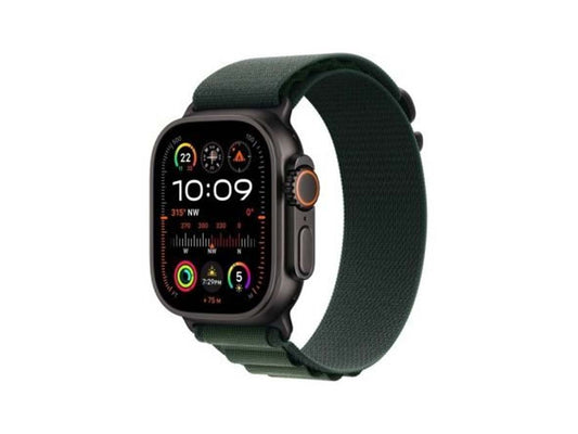 Apple Watch Ultra 2 GPS + Cellular 49mm Black Titanium Case with Dark Green Alpine Loop - Large