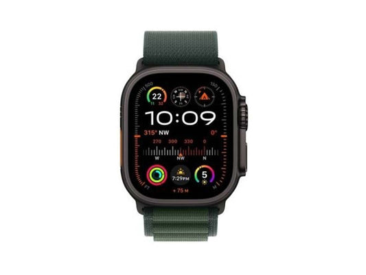 Apple Watch Ultra 2 GPS + Cellular 49mm Black Titanium Case with Dark Green Alpine Loop - Large