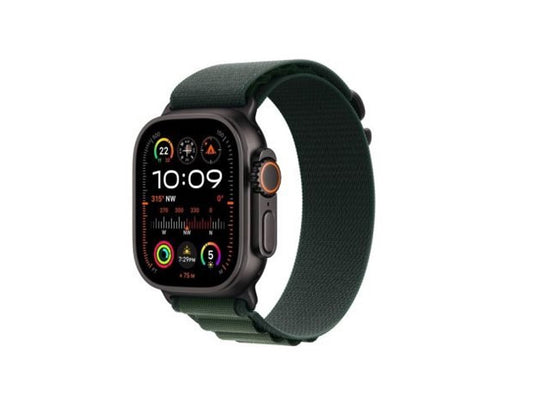 Apple Watch Ultra 2 GPS + Cellular 49mm Black Titanium Case with Dark Green Alpine Loop - Small