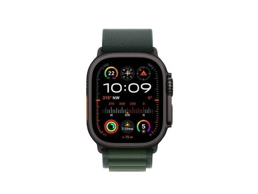 Apple Watch Ultra 2 GPS + Cellular 49mm Black Titanium Case with Dark Green Alpine Loop - Small