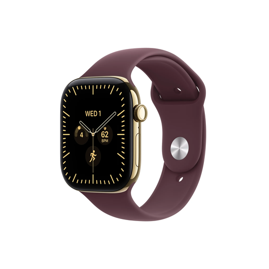 Apple Watch Series 12 GPS + Cellular 42mm Radiant Gold Titanium Case with Burgundy Sport Band - S/M-Middle East