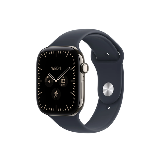 Apple Watch Series 12 GPS + Cellular 46mm Natural Titanium Case with Navy Blue Sport Band - S/M-Middle East