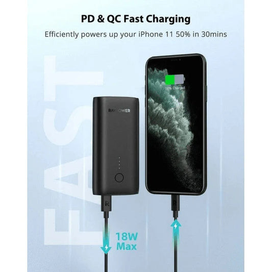 RAVPower RP-PB205DGR 10000mAh PD+QC 20W Power Bank - Black
