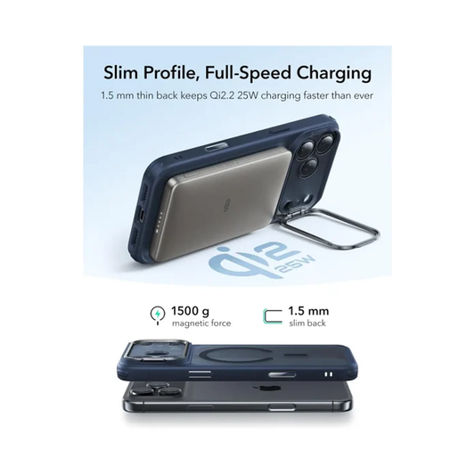 ESR HaloLock Classic Hybrid Case With Stash Stand (Camera Control Button) iPhone 17 Pro Max - Frosted Blue