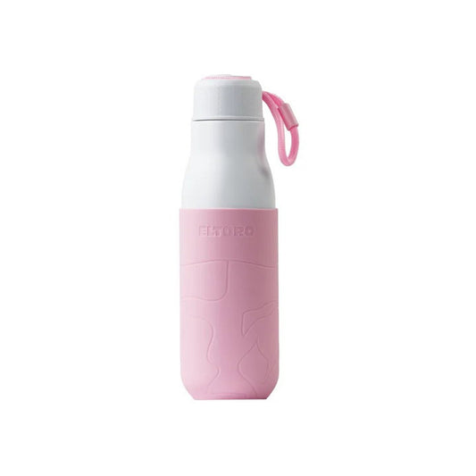 Eltoro Stainless Steel Bottle 500ml - With Pink Sleeve - White