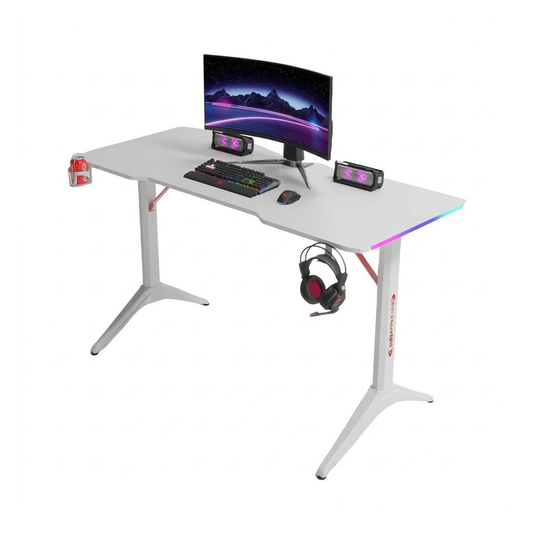 Gamax D2408W RGB Carbon Fiber Gaming Table 140*60*74 cm With Mousepad - White
