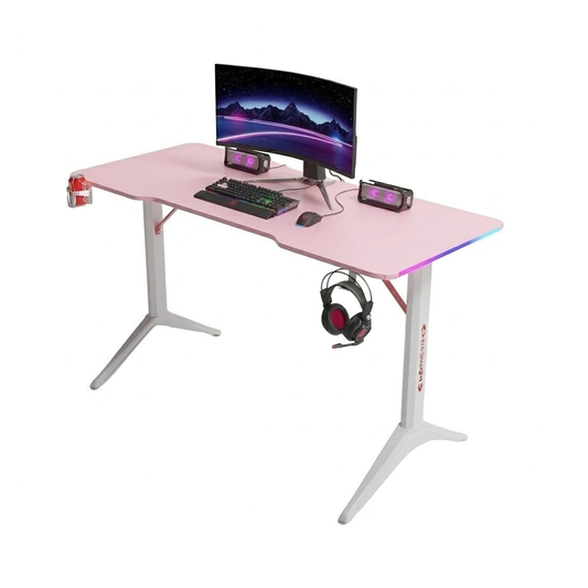 Gamax D2208P RGB Carbon Fiber Gaming Table 120*60*74 cm With Mousepad - Pink & White
