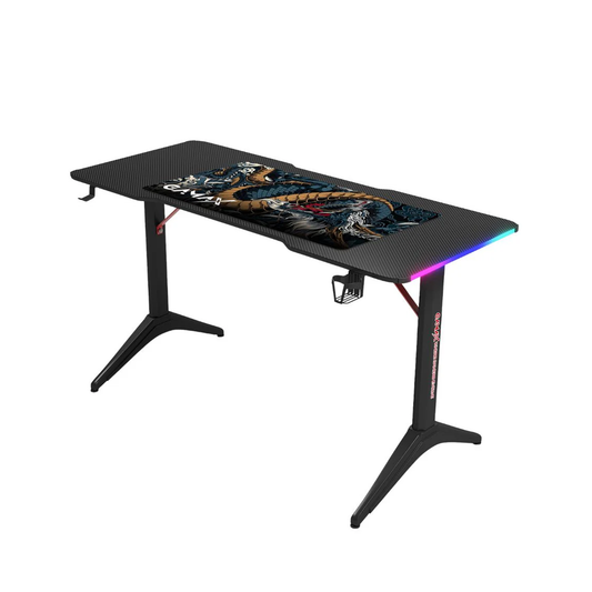 Gamax D2408B RGB Carbon Fiber Gaming Table 140*60*74 cm With Mousepad - Black