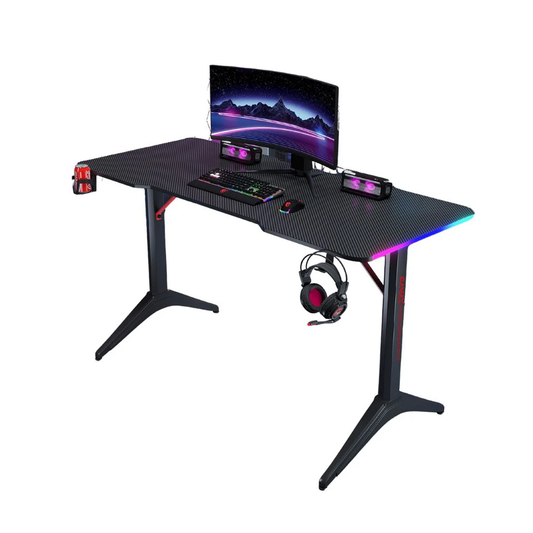 Gamax D2408B RGB Carbon Fiber Gaming Table 140*60*74 cm With Mousepad - Black