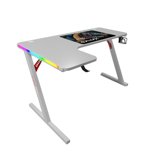 Gamax P201-LW RGB Carbon Fiber Gaming Table 140*100*74 cm With Mousepad (L Shape - Left) - White
