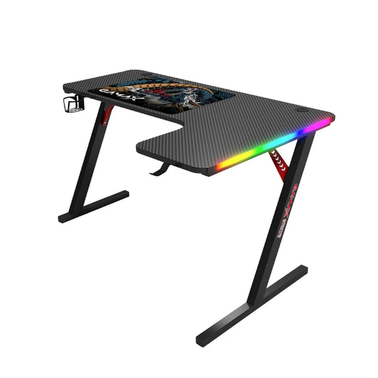 Gamax P201-RB RGB Carbon Fiber Gaming Table 140*100*74 cm With Mousepad (L Shape - Right) - Black