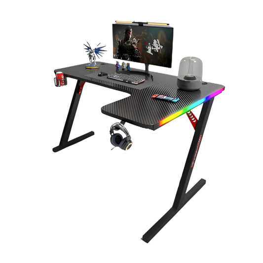 Gamax P201-RB RGB Carbon Fiber Gaming Table 140*100*74 cm With Mousepad (L Shape - Right) - Black