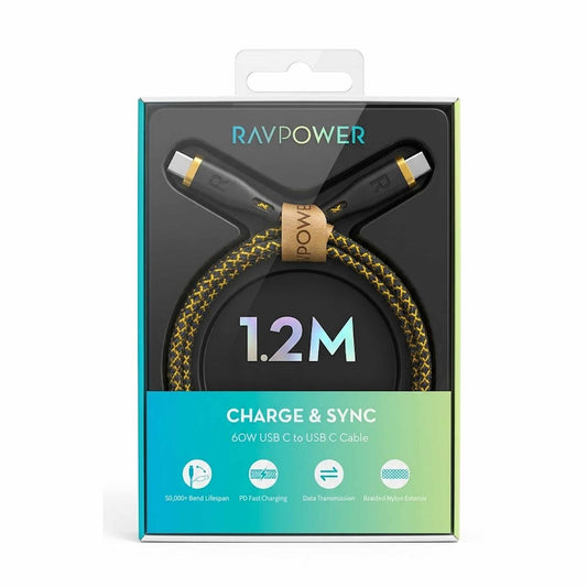 RAVPower RP-CB1037 60W C-C 1.2M USB2.0 3A Cable Gold