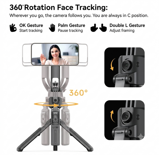 SIA Tracking Tripod With Universal And Magsafe Holder - 1.7m Hight - With 360 Face Tracker