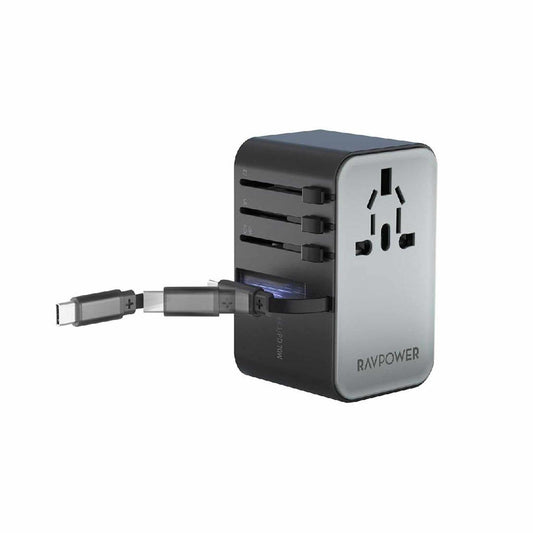 RAVPower RP-PC1061 GaN PD70W Travel Charger with Retractable C-C Cable
