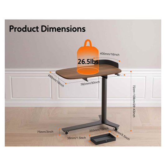 King Smith ETD2 Walnut Color Pneumatic Height Adjustable Table