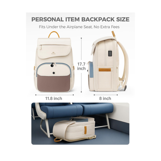 Matein Backpack for Women with Lunch Bag - Water resistant polyester - Beige