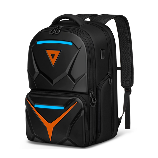 Matein Hard Shell Gaming Backpack - Waterproof Rain Cover & EVA Front Shield - Black