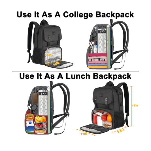 Matein Lunch BackPack - Water Resistant Polyester - Black