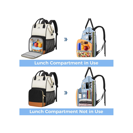 Matein Lunch BackPack - Water Resistant Polyeste - Black \ Beige