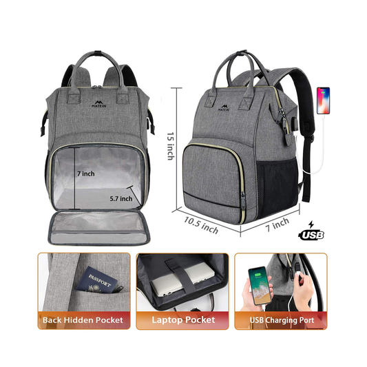 Matein Lunch BackPack - Water Resistant Polyester - Gray