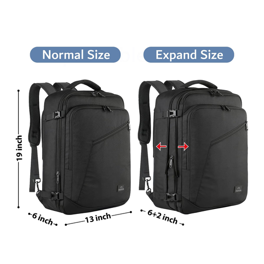 Matein Travel Backpack - Water Resistant Polyester - Black