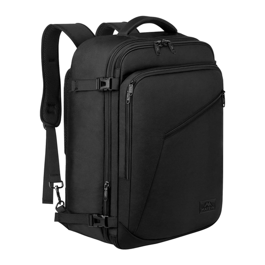 Matein Travel Backpack - Water Resistant Polyester - Black