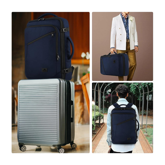 Matein Travel Backpack - Water Resistant Polyester - Blue