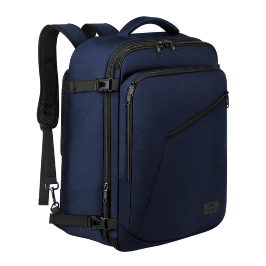 Matein Travel Backpack - Water Resistant Polyester - Blue
