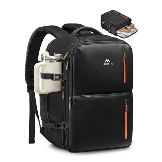 Matein Travel Laptop Backpack - Water Resistant Polyester - Black