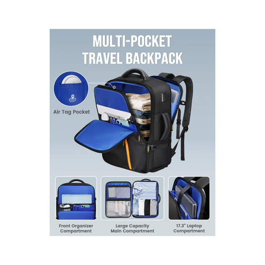 Matein Travel Laptop Backpack - Water Resistant Polyester - Black