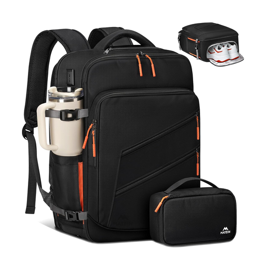 Matein Travel Laptop Backpack - Water Resistant Polyester - Black