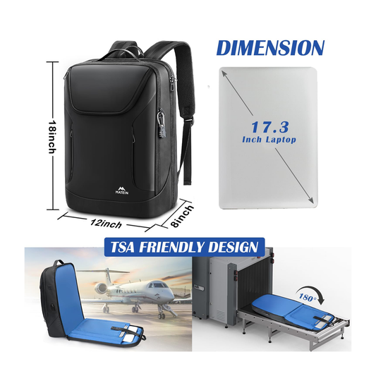 Matein Travel Laptop Backpack - PU - Black