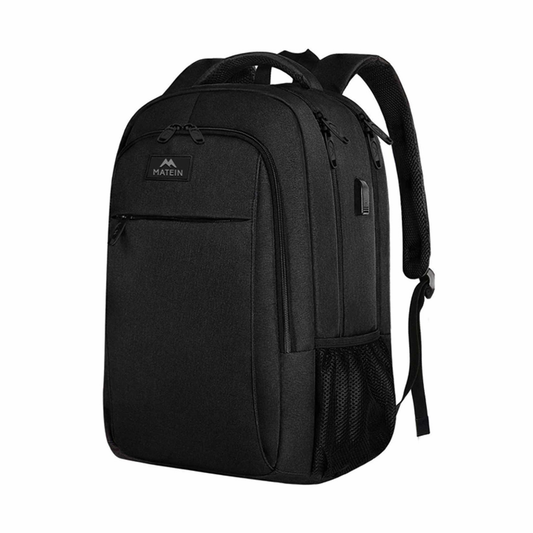 Matein Travel Laptop Backpack - Water Resistant Polyester - Black