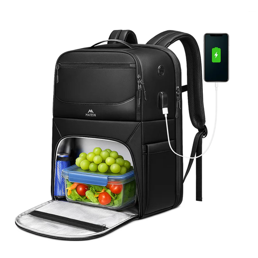 Matein Lunch BackPack - Water Resistant PU Coated Polyester - Black