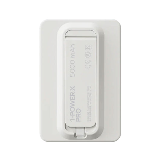 Momax - 1-Power X Pro Magnetic Wireless Battery Pack (5000mAh) With Stand and Built-in USB-C Cable - (White)