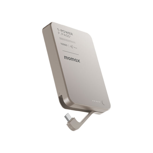 Momax - 1-Power F.Pass+ 10000mAh Battery Pack With Built in Cable and Magnetic Attachment - (Titanium)
