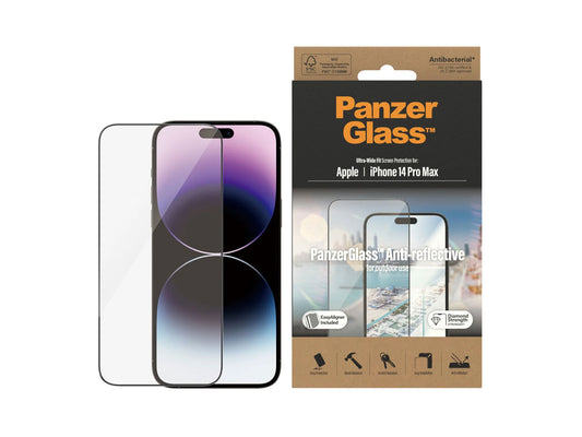 PanzerGlass Anti-Reflective Screen Protector Apple iPhone 14 Pro Max  - Ultra-Wide Fit w. EasyAligner