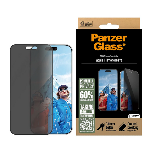 PanzerGlass® Privacy Screen Protector - 6.1 Inch- Ultra-Wide Fit - iPhone 16 Pro