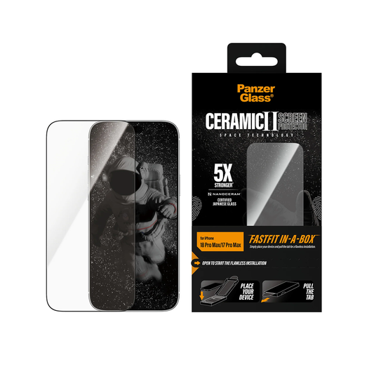 PanzerGlass® Screen Protector for Apple iPhone 2026 Pro Max Ceramic w. Fastfit in-a-box