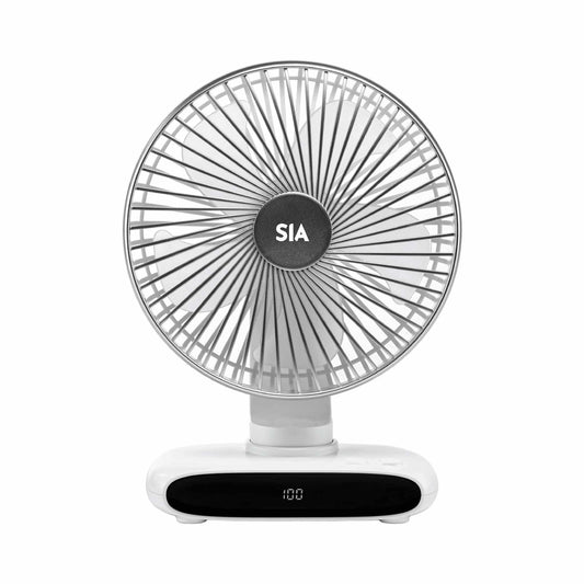 SIA Desktop Fan Rechargable 3600mAh Oscillating - White