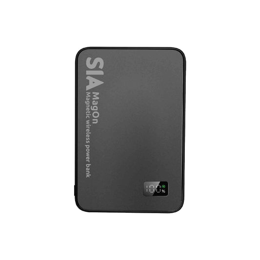 SIA MagOn Magnetic Power Bank Metal Body PD 20W - Wireless Charging 15W 10000 mAh - Black