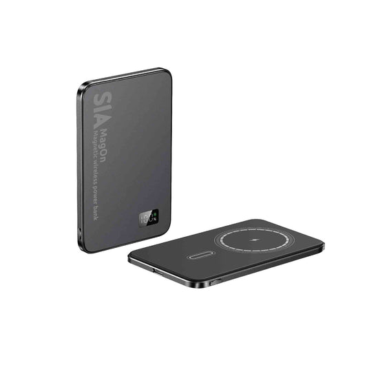 SIA MagOnMagnetic Power Bank Metal Body PD 20W - Wireless Charging 15W 5000mAh - Black