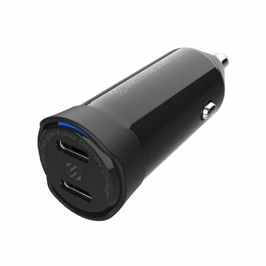 [CPDCC60-SP] Scosche Powervolt 60W Certified Dual Usb Type-C + Type-C Fast Car Charger Power Delivery 3.0 With Pps For All Smartphones Usb-C Devices - Black