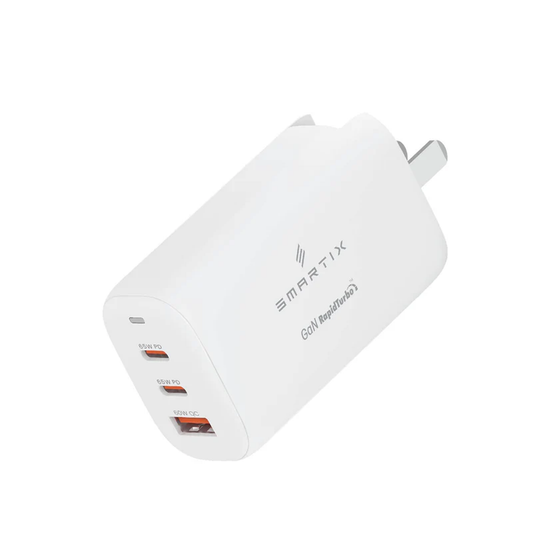 Smartix Premium US/UK/EU Wall Adaptor 65W GaN - White - GEN 2