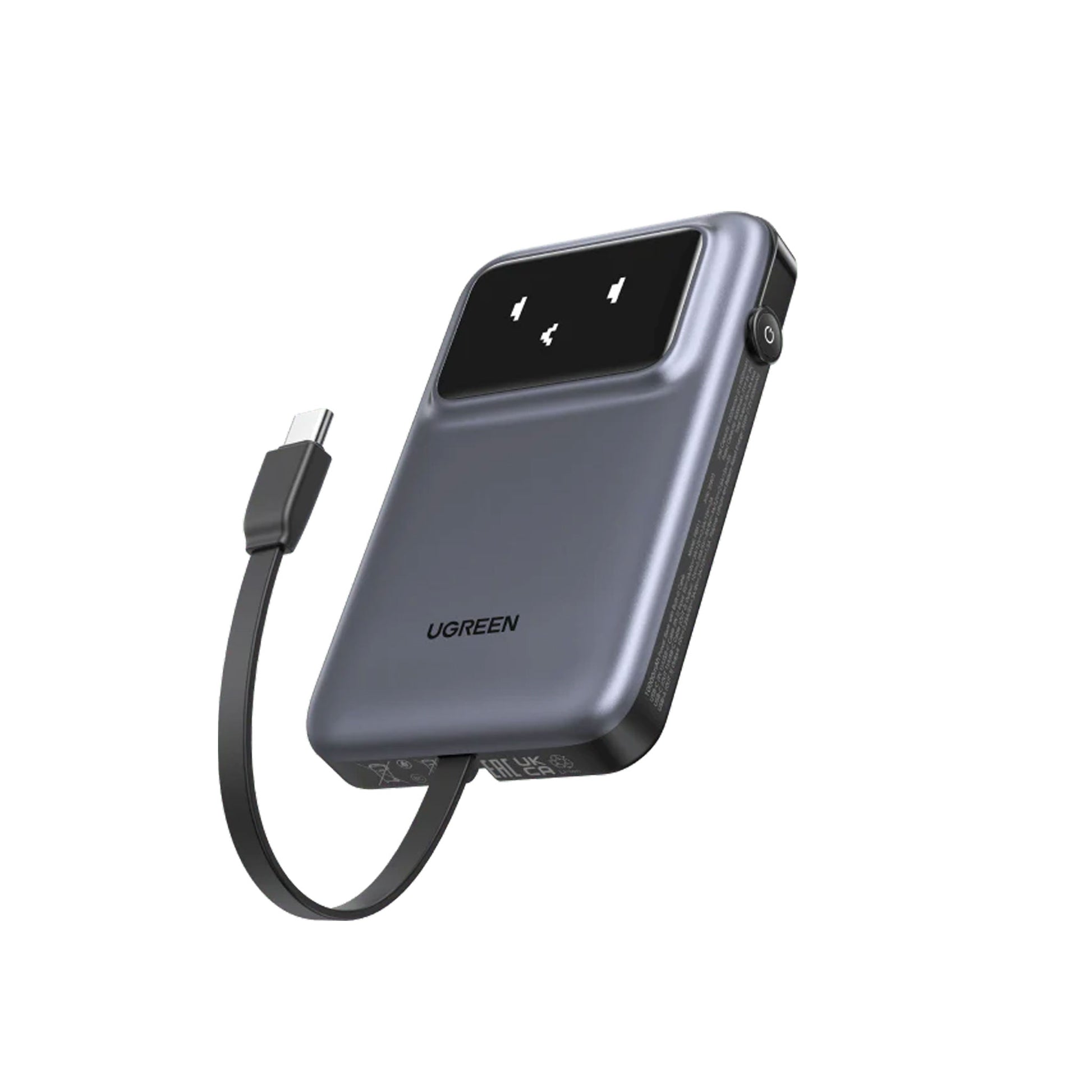 UGREEN 10000mAh Power Bank with Built-in Cable Grey Digits Apple Authorized Reseller