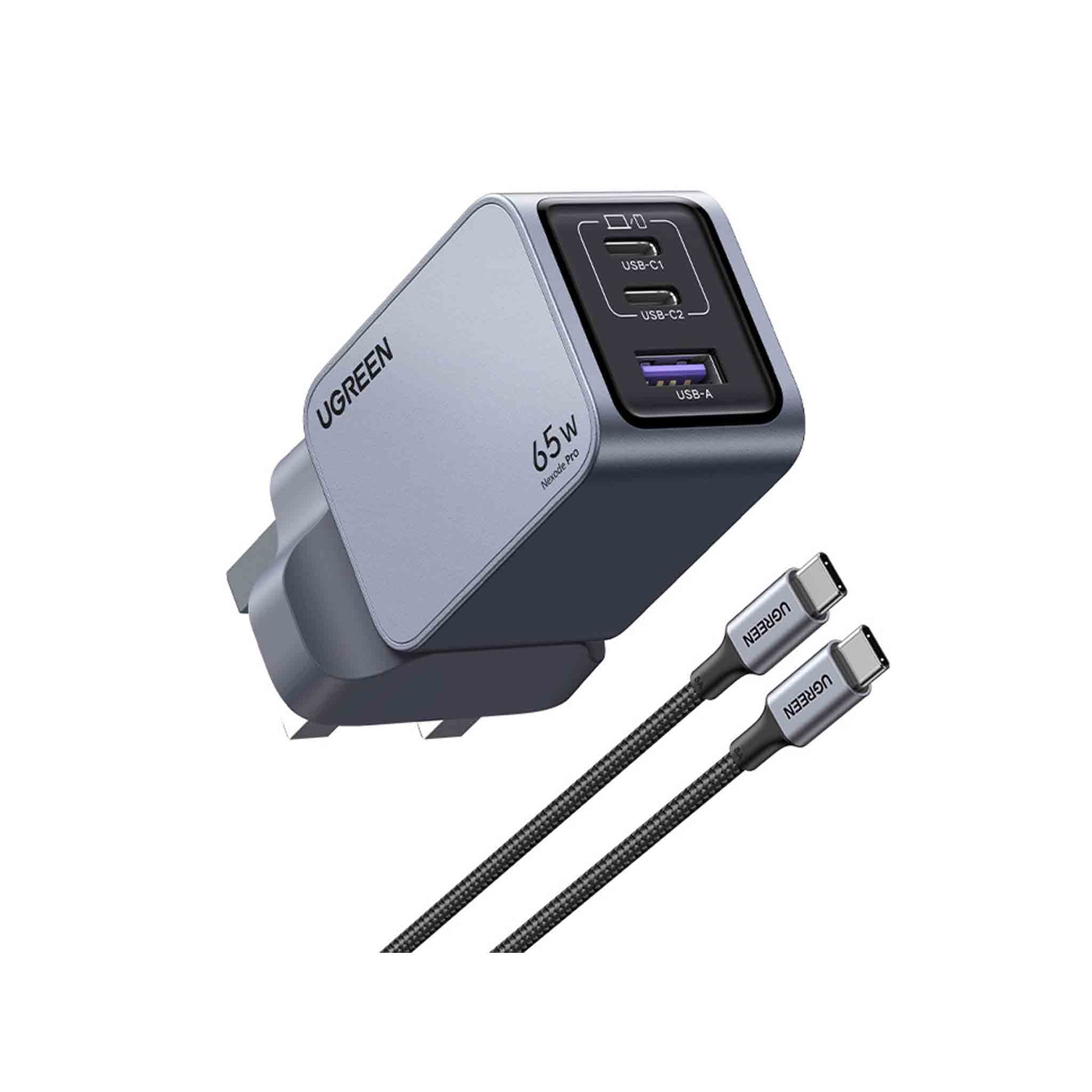 UGREEN 65W USB C-oplader, Nexode 3 poorten GaN snelladerblok, compacte opvouwbare oplader voor MacBook Pro/Air, Dell XPS, iPhone 15 Pro Max/14/13, iPad Pro, Galaxy S23, Pixel 7, Steam Deck (zwart UGREEN 65W USB C-oplader, Nexode 3 poorten GaN snelladerblok, compacte opvouwbare oplader voor MacBook Pro/Air, Dell XPS, iPhone 15 Pro Max/14/13, iPad Pro, Galaxy S23, Pixel 7, Steam Deck (zwart