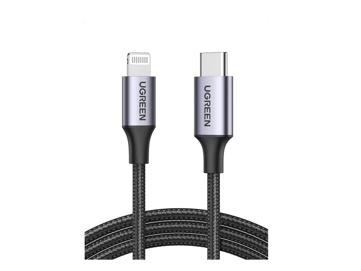 UGREEN USB-C to Lightning M/M Cable Aluminum Shell Braided 1m (Black)U Digits Apple Authorized Reseller